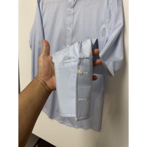 TM Lewin Dress Shirt Mens 16/36 Slim Fit Striped Blue White 41cm/91cm - Picture 6 of 11